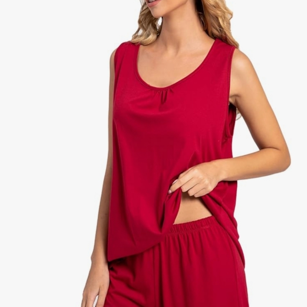 EnjoyNight Women's Cotton Tank Top Pajama Set, Super Soft!, Large, Never Worn - Picture 5 of 6